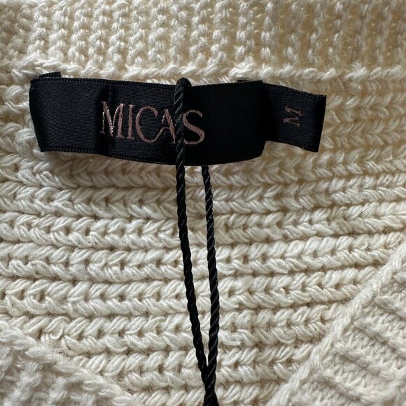 2/$30 Micas Boho Knit Strapless Peplum Top Womens M Beach Coquette Coastal Lace - Picture 8 of 11